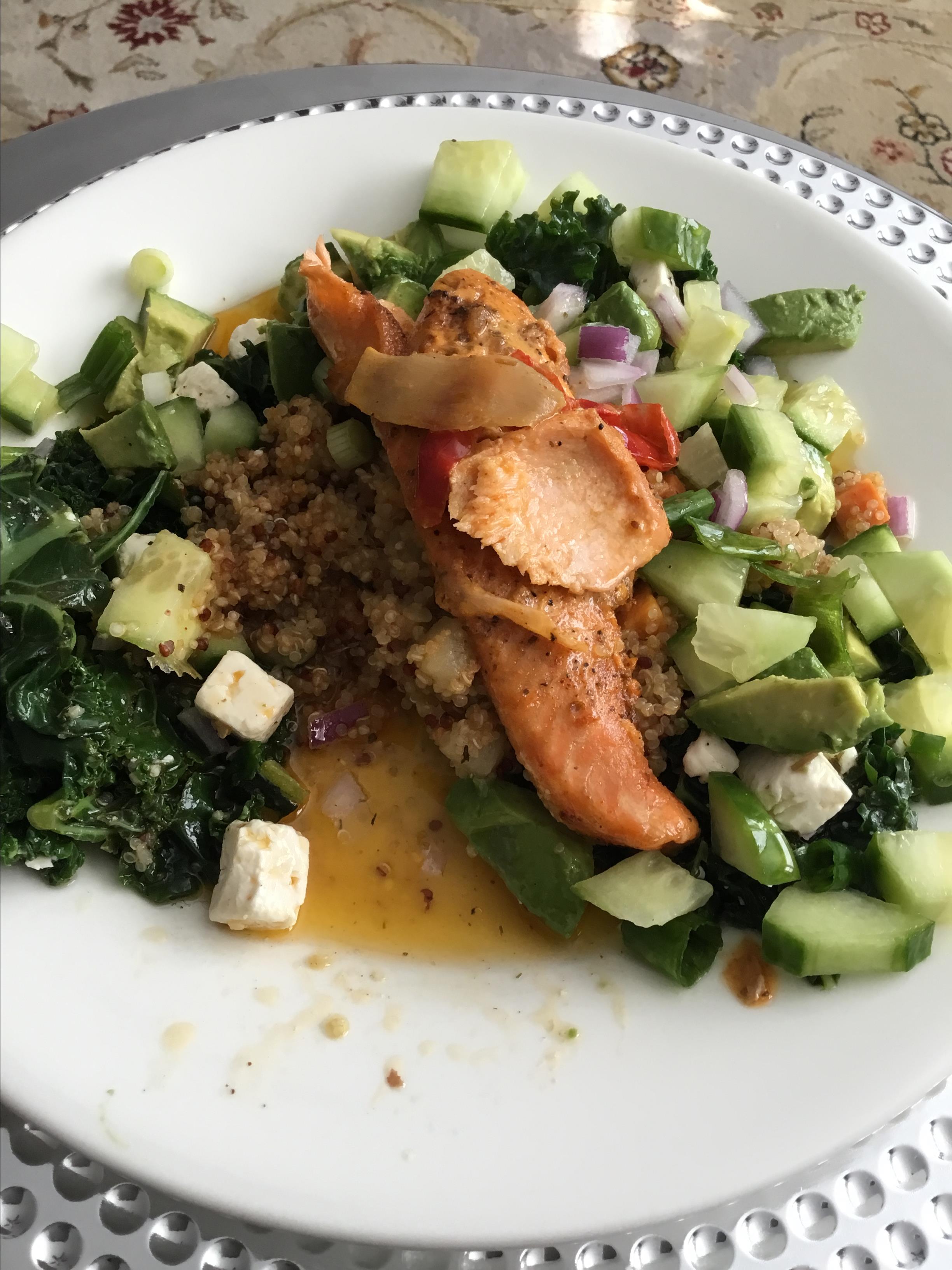 Kale, Quinoa, and Avocado Salad with Lemon Dijon Vinaigrette 