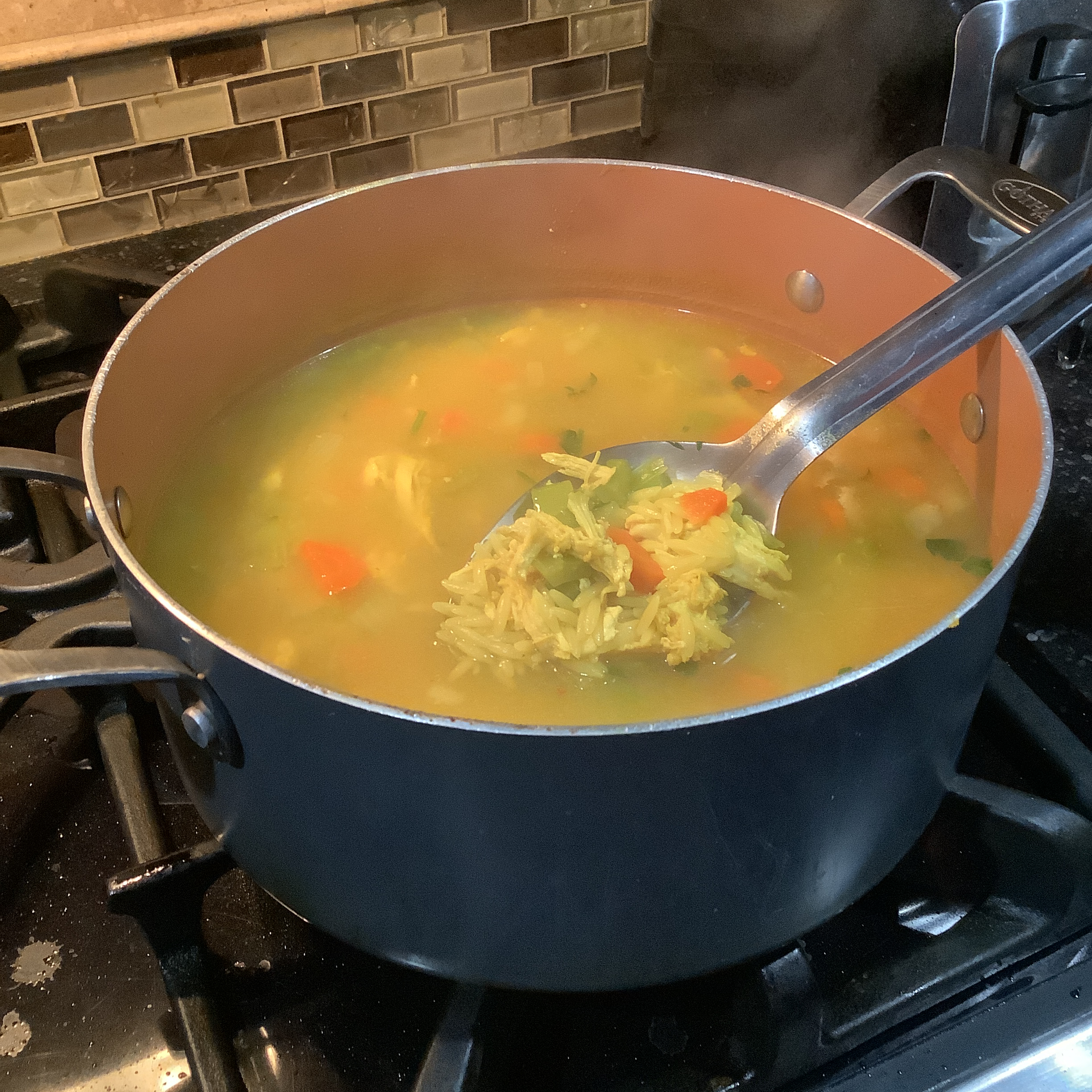 Chicken Soup with Orzo and Turmeric Sue N
