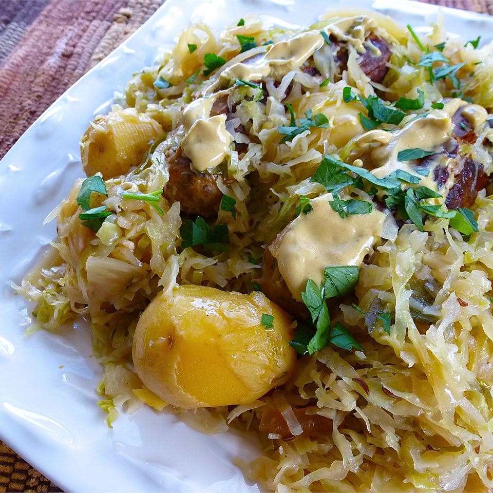 Chicken Apple Sausage with Cabbage