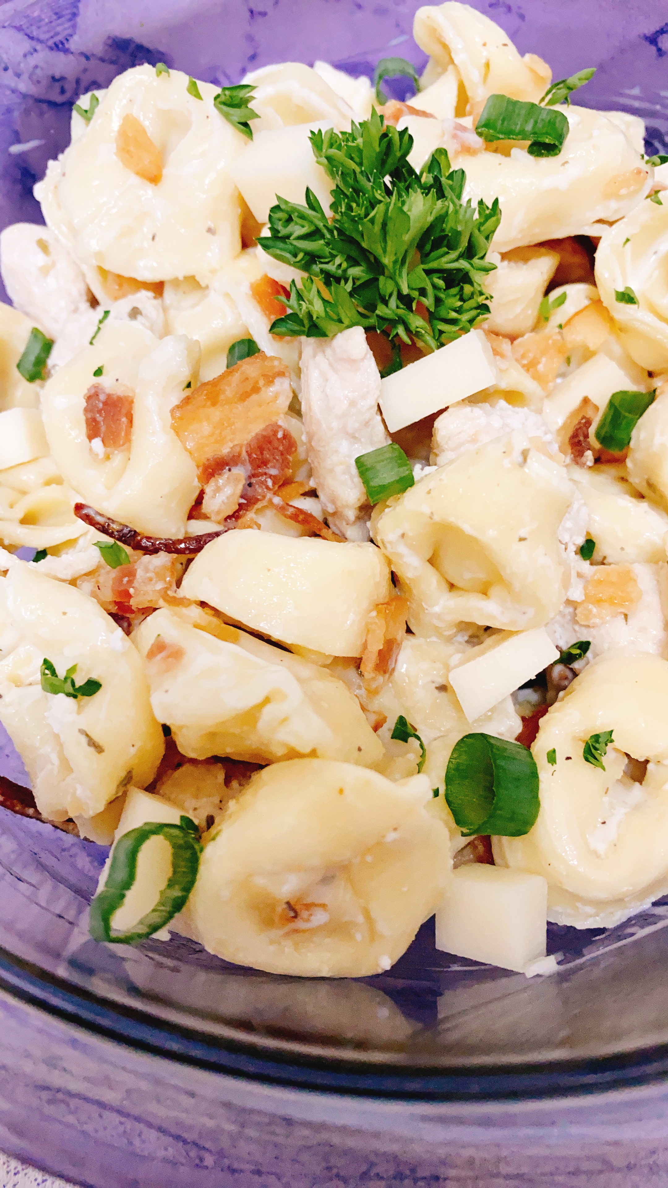 Creamy Tortellini Salad with Chicken, Bacon, and Ranch Dressing