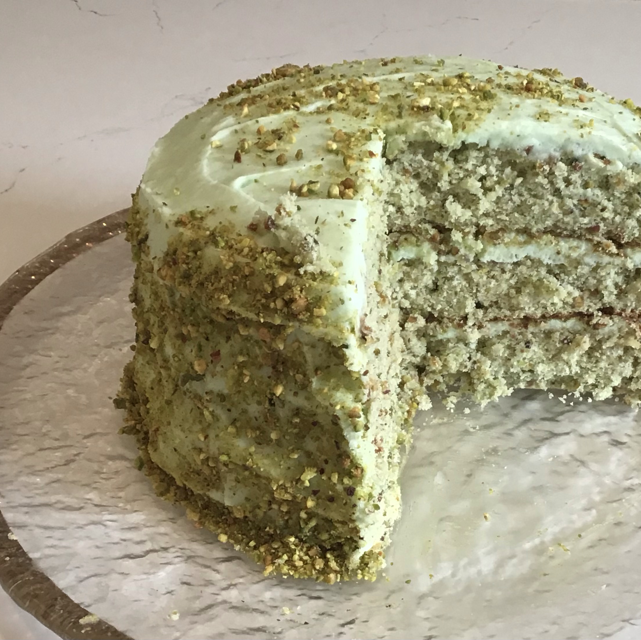 Pistachio Layer Cake with Cream Cheese Buttercream Bsiegel