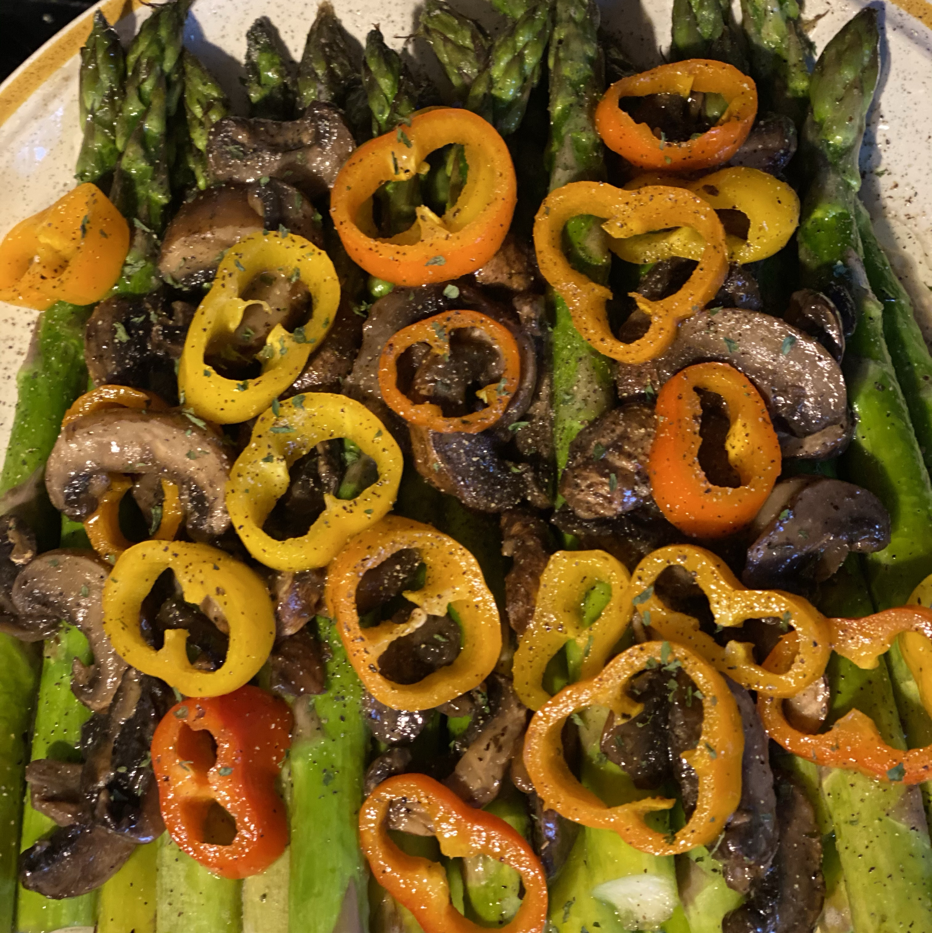 Roasted Asparagus and Mushrooms 