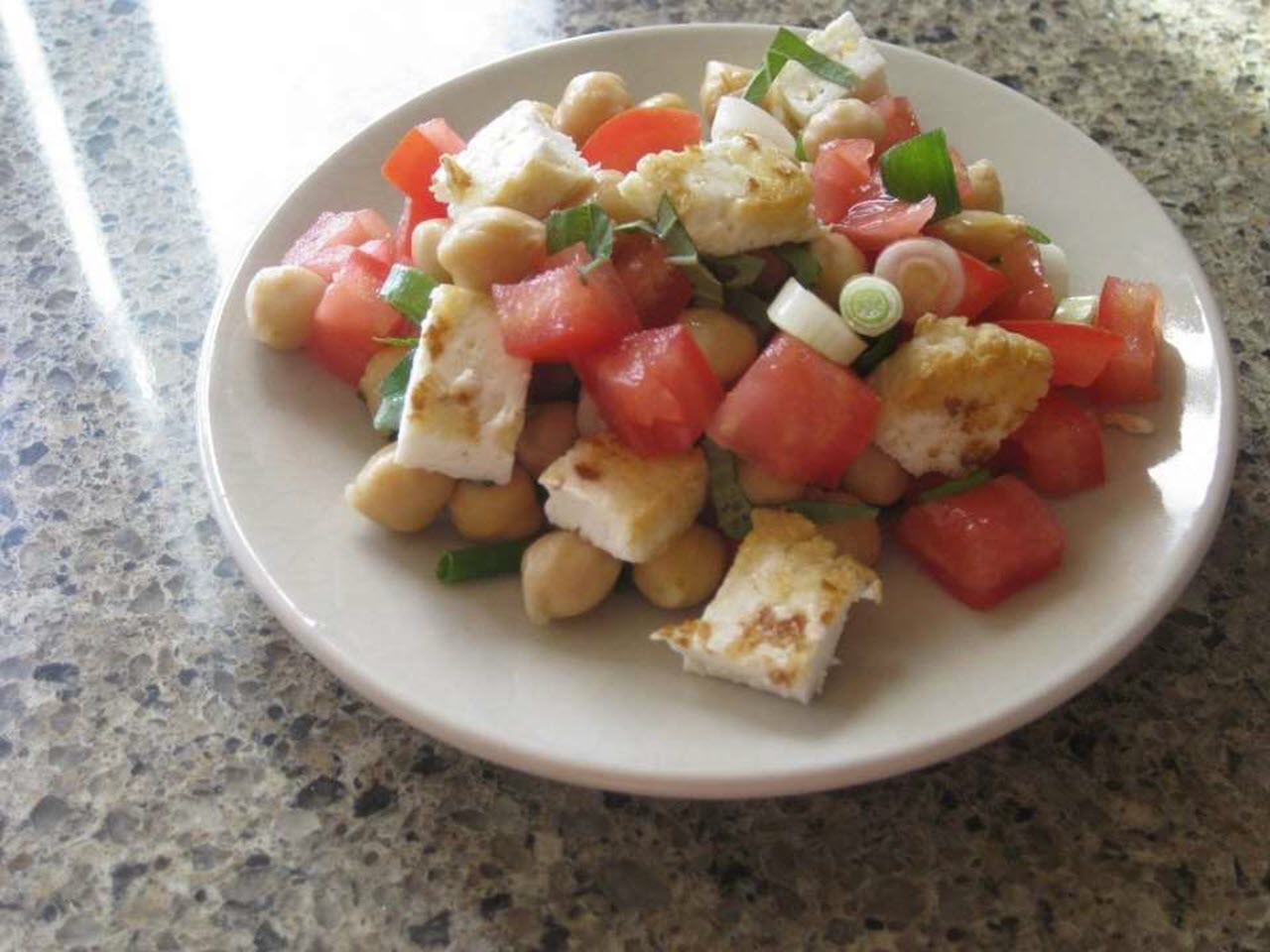 Halloumi, Chickpea, and Tomato Salad with Mint