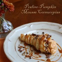 Praline-Pumpkin Mousse Cornucopias 