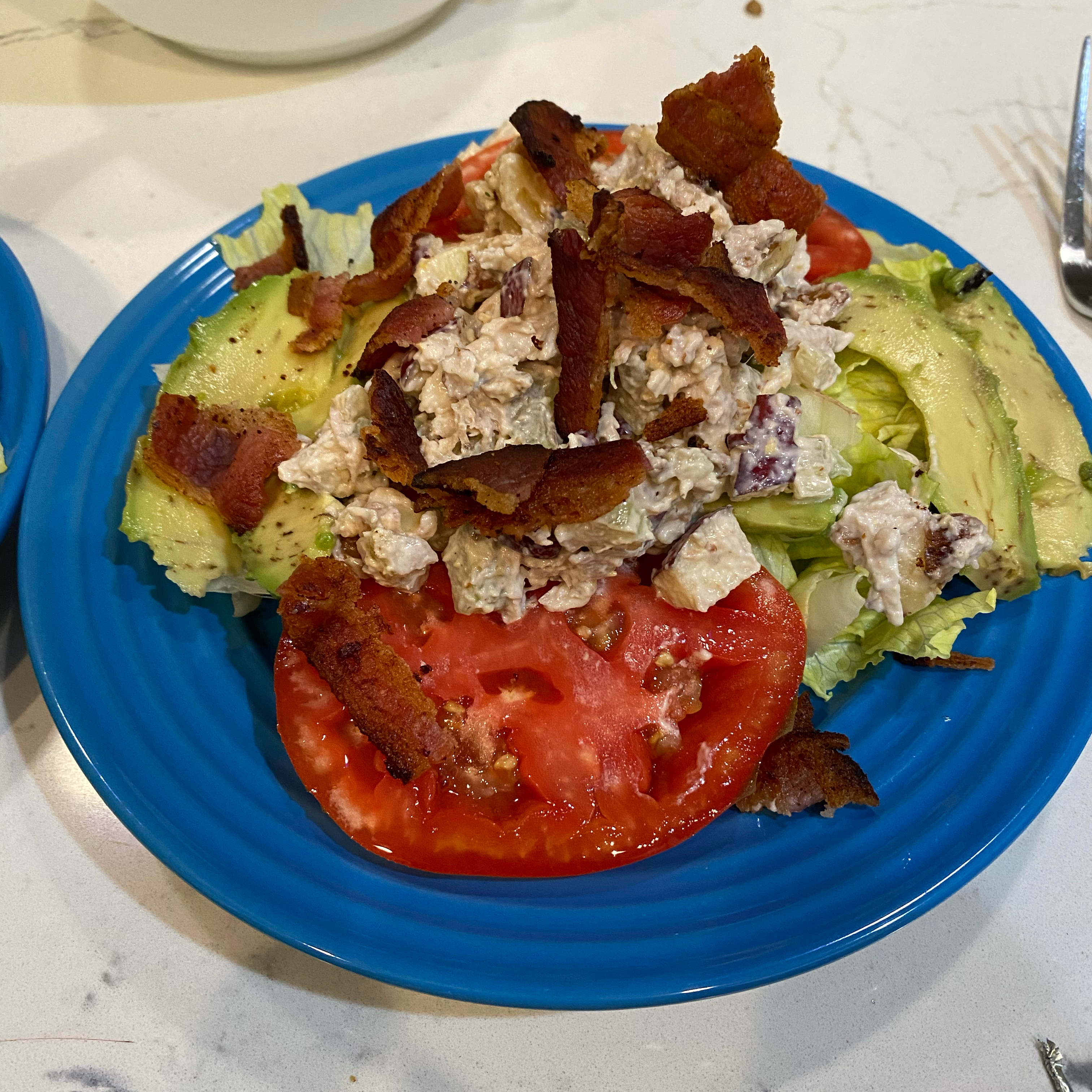 Chicken Salad with Bacon, Lettuce, and Tomato 