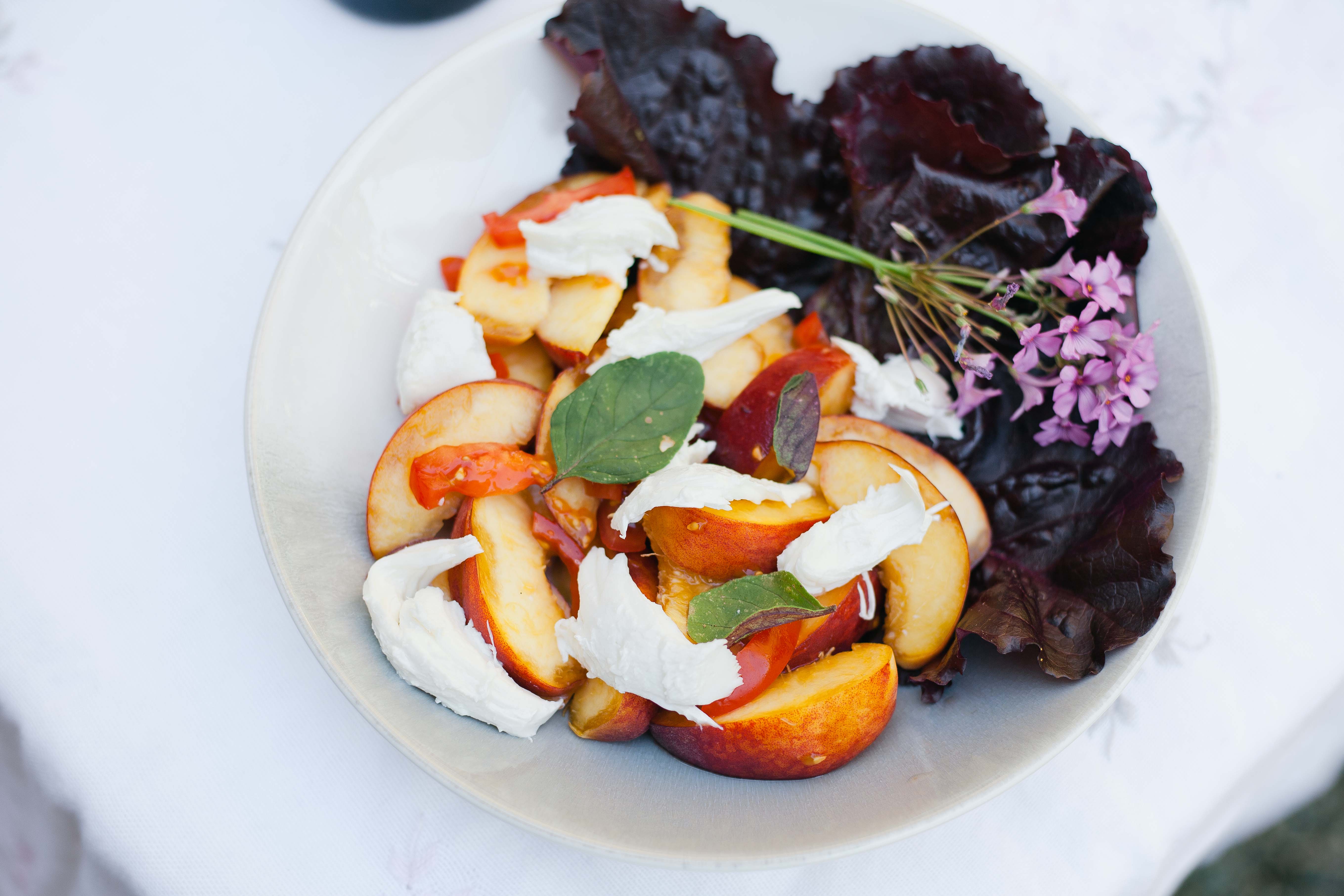 Summer Salad with Burrata, Tomatoes, and Nectarines Natasha Titanov
