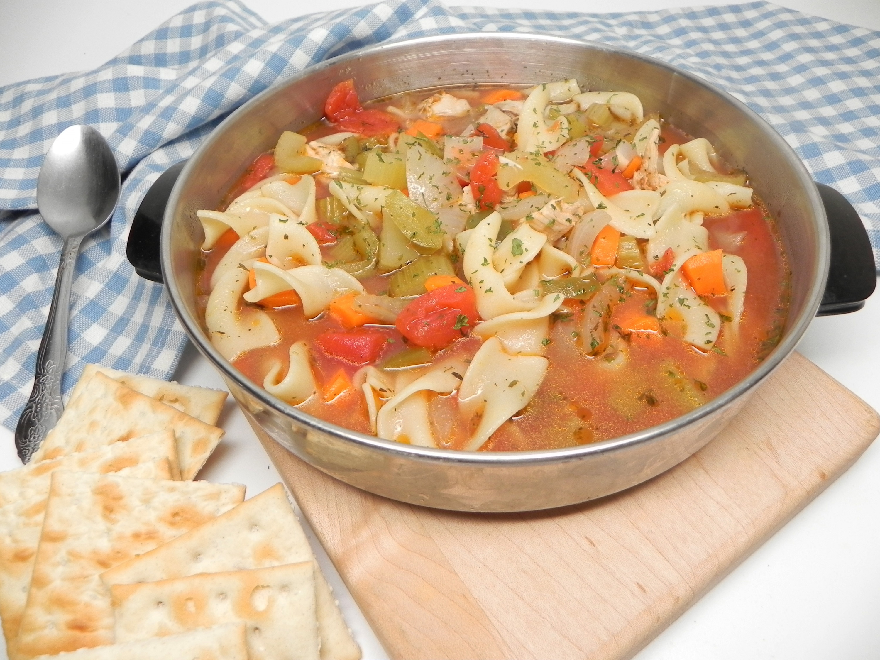 Slow Cooker Chicken Vegetable Soup with Egg Noodles 