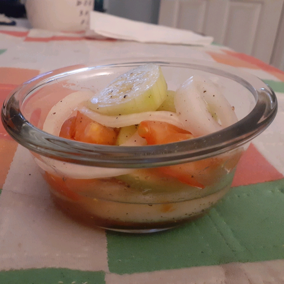 Marinated Cucumber, Onion, and Tomato Salad 