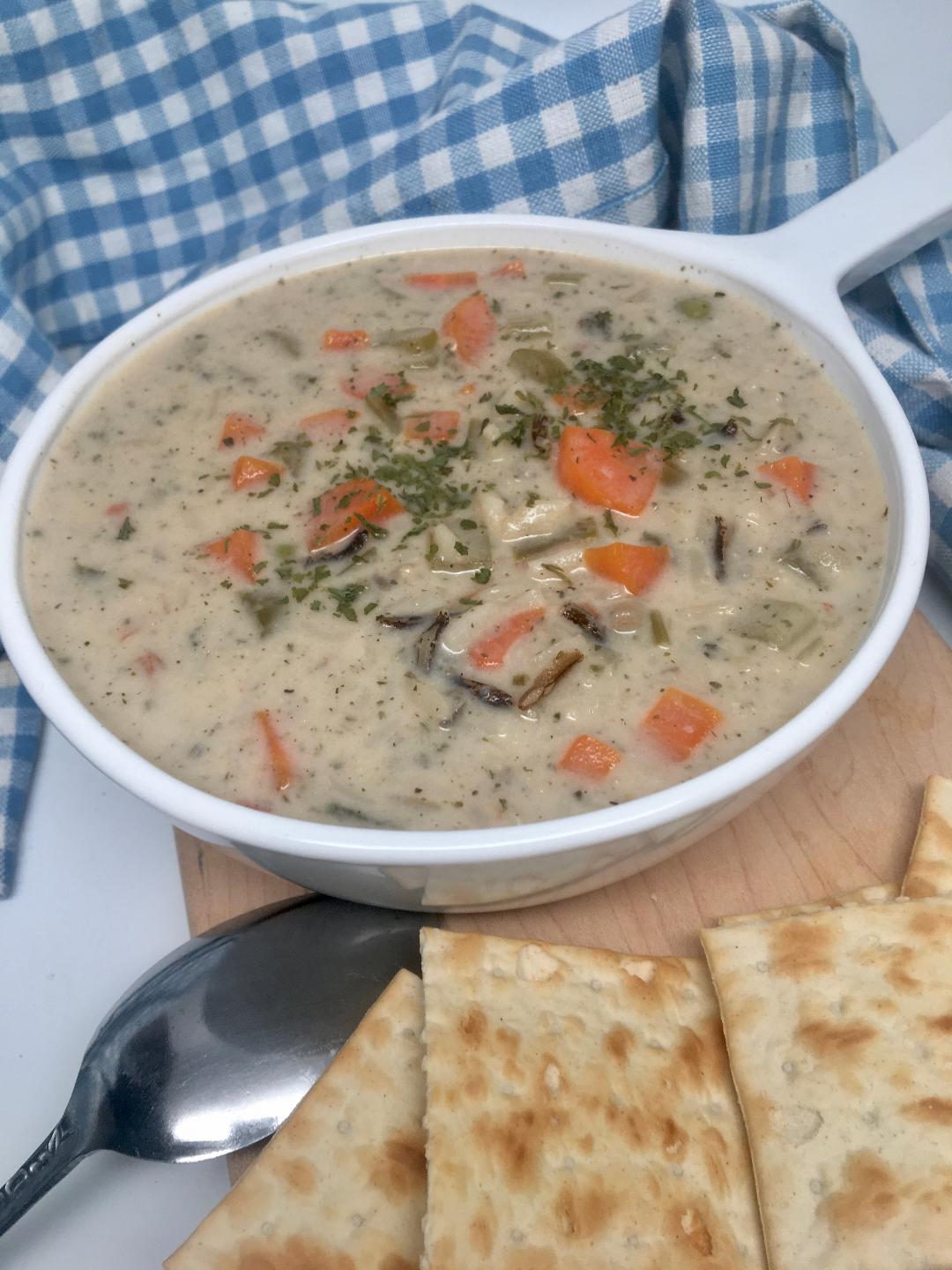Creamy Chicken, Leek, and Wild Rice Soup