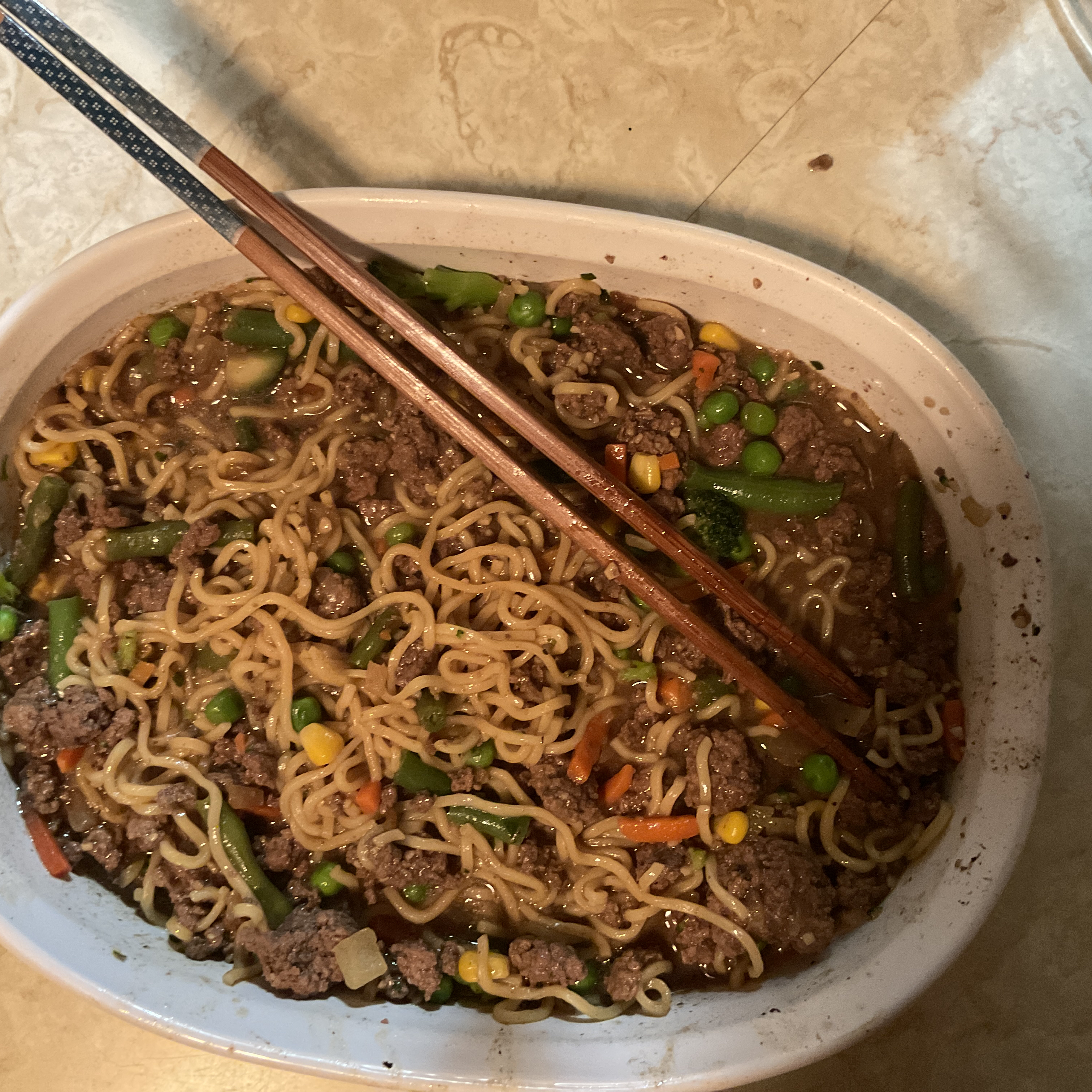 Asian Ground Beef Noodle Bowls 