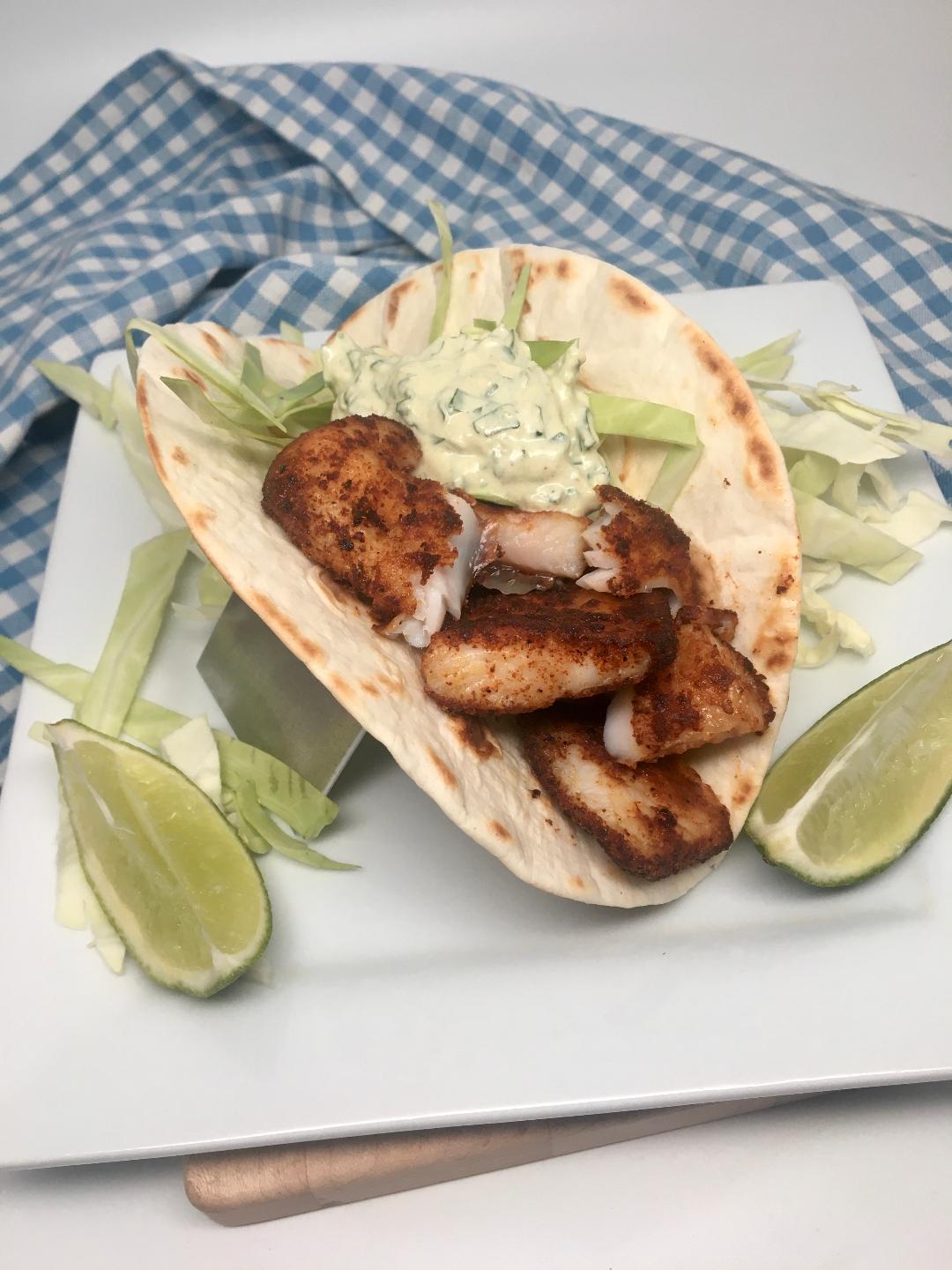 Grilled Fish Tacos with Avocado Sauce