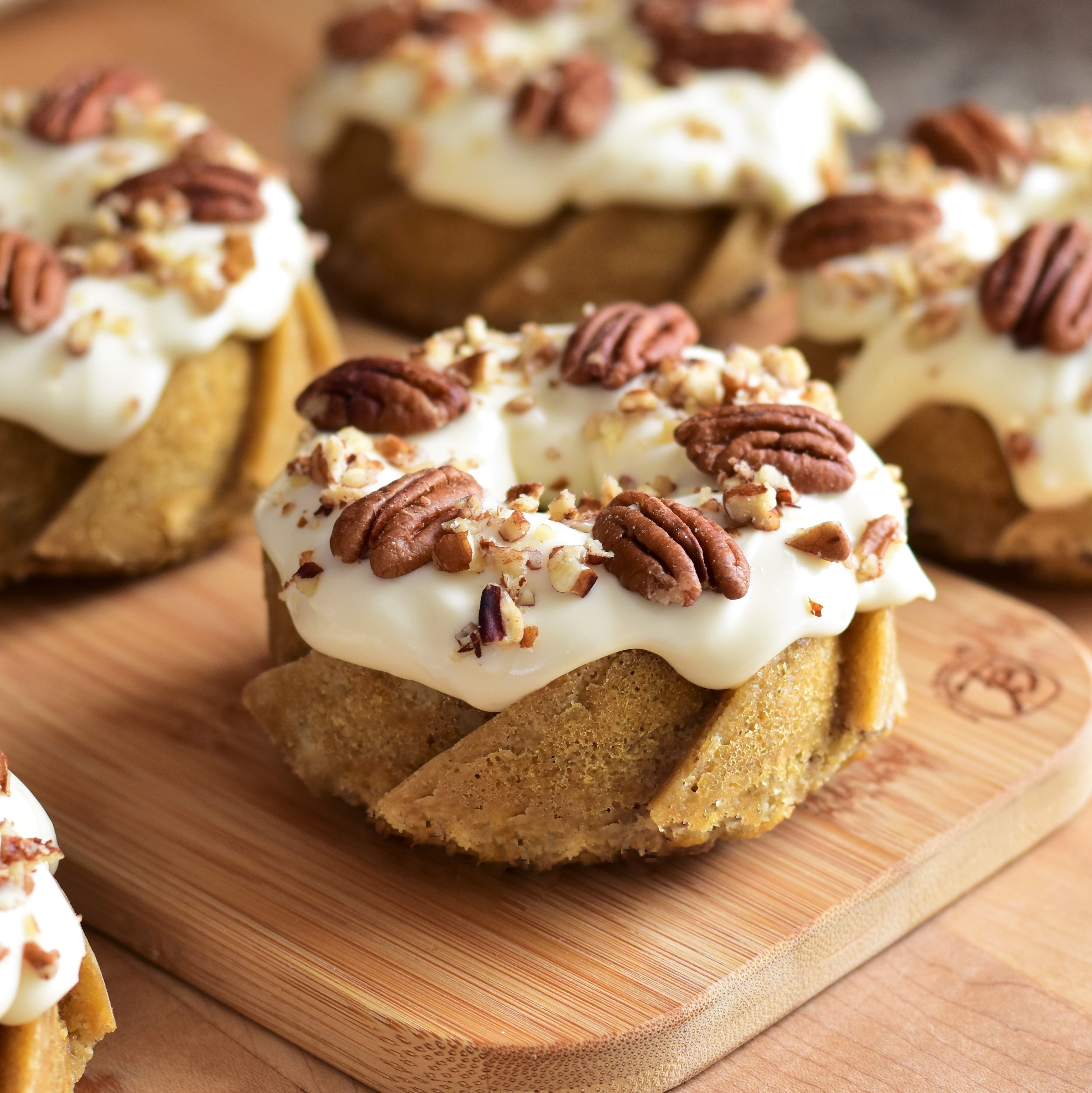 Maple-Pecan Mini Pound Cakes with Maple Cream Cheese Frosting