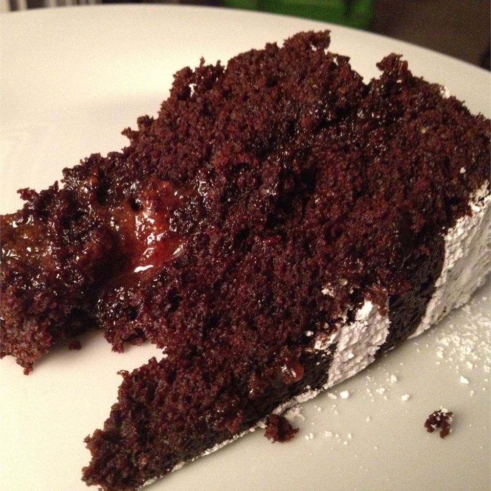 Extra Dark Chocolate Cake with Salted Caramel Sauce
