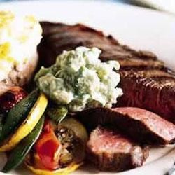Grilled Strip Steaks with Horseradish Guacamole