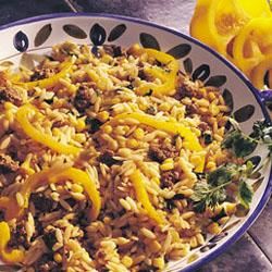 Cilantro Orzo and Beef  