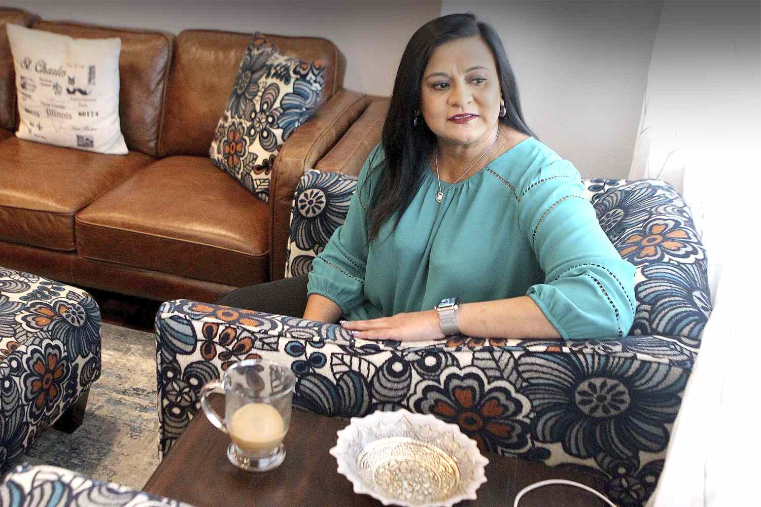 Anjum Coffland is pictured in her St. Charles home