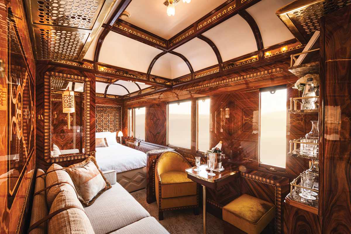 Interior of a sleeper car on board the Venice Simplon-Orient-Express