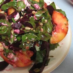Roasted Beet, Peach and Goat Cheese Salad 