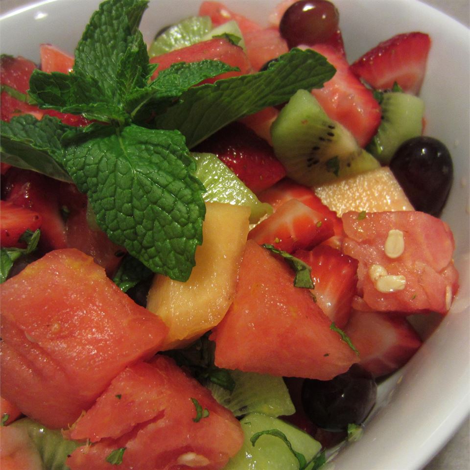 Summer Fruit Salad with a Lemon, Honey, and Mint Dressing 