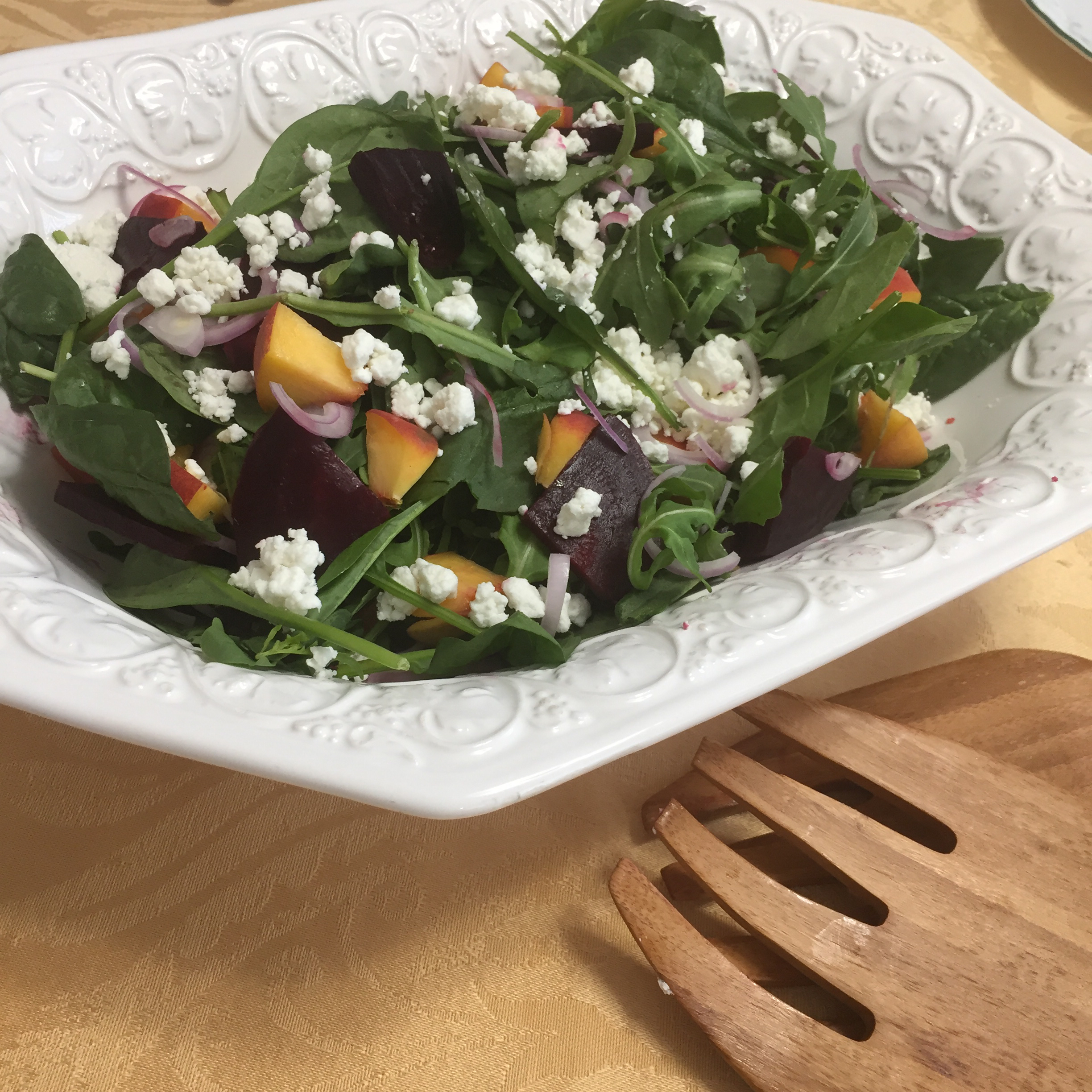Roasted Beet, Peach and Goat Cheese Salad 