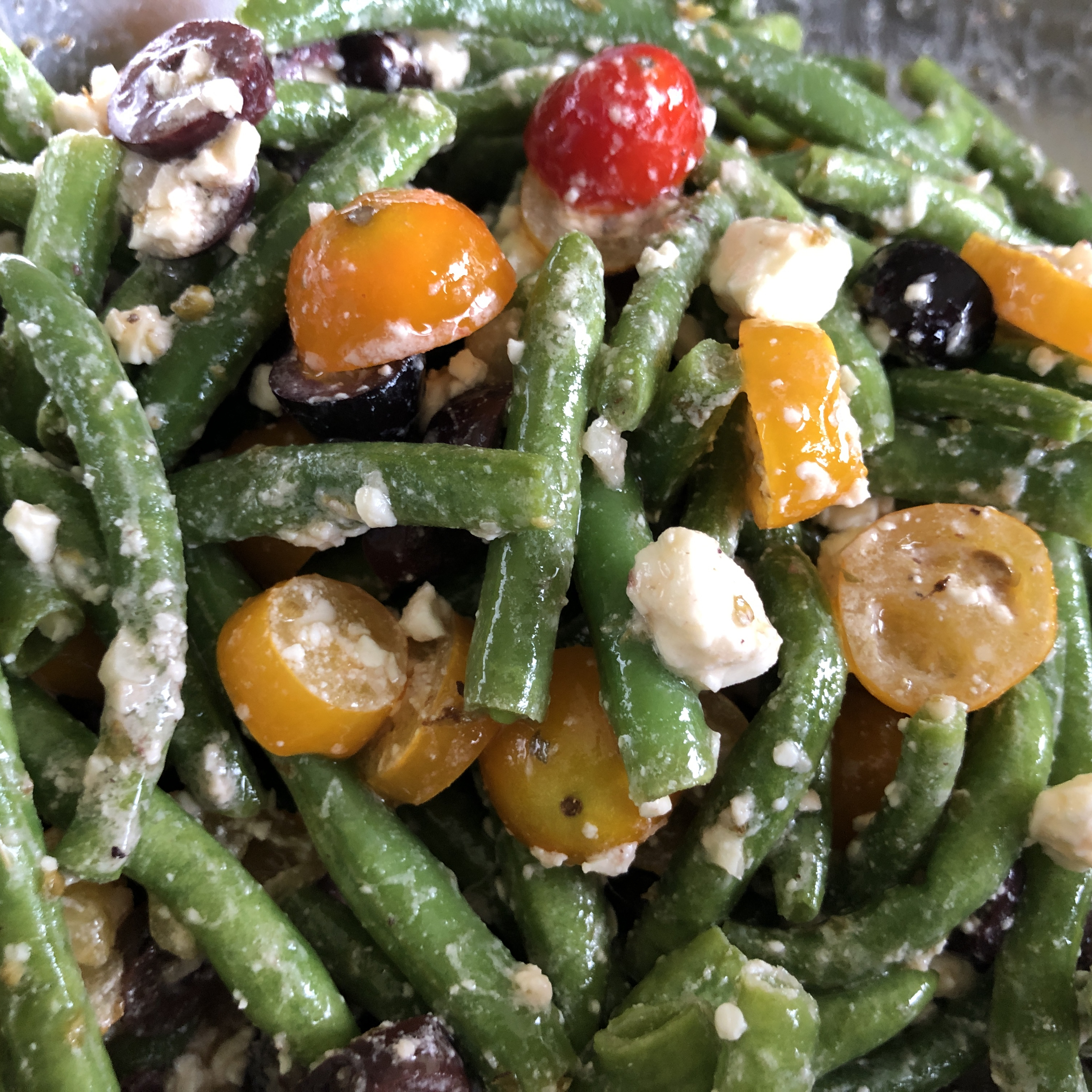 Marinated Green Beans with Olives, Tomatoes, and Feta KimcheeMomma