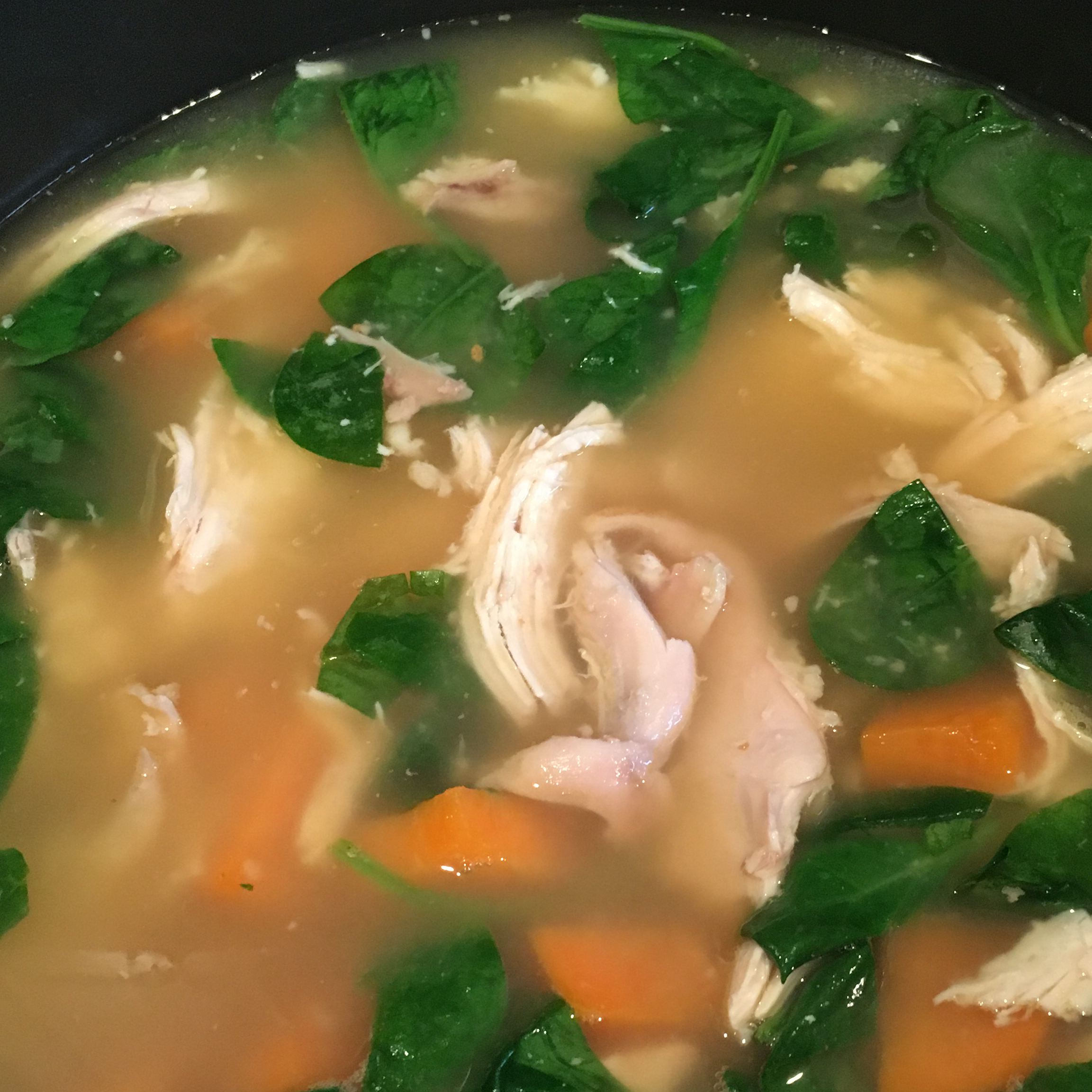 Chicken, Sweet Potato and Spinach Soup 