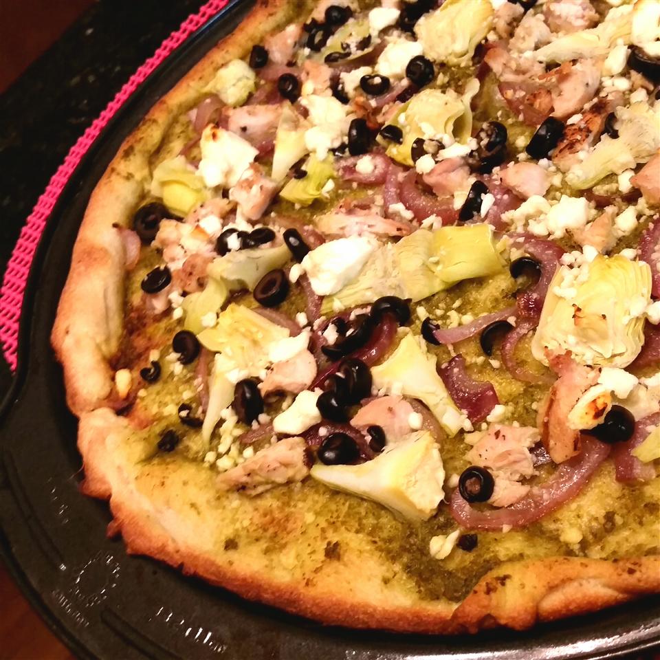 Greek Pizza with Artichokes and Feta Cheese 