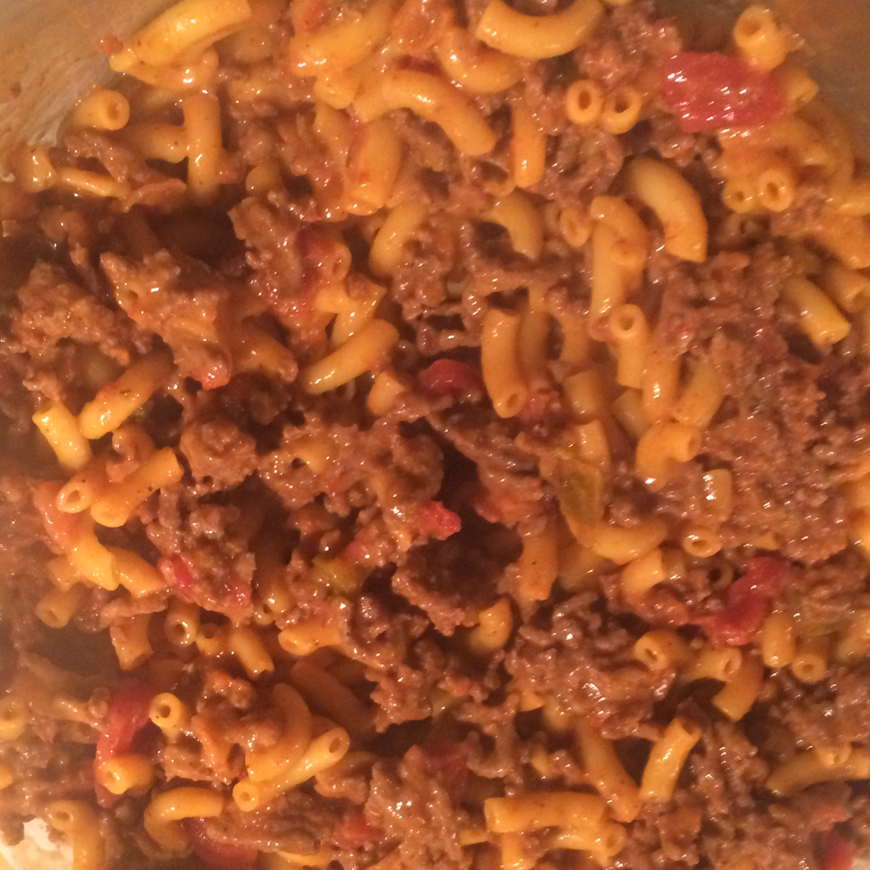 Macaroni and Cheese with Ground Beef, Salsa and Green Chiles Chef Boy R Drew