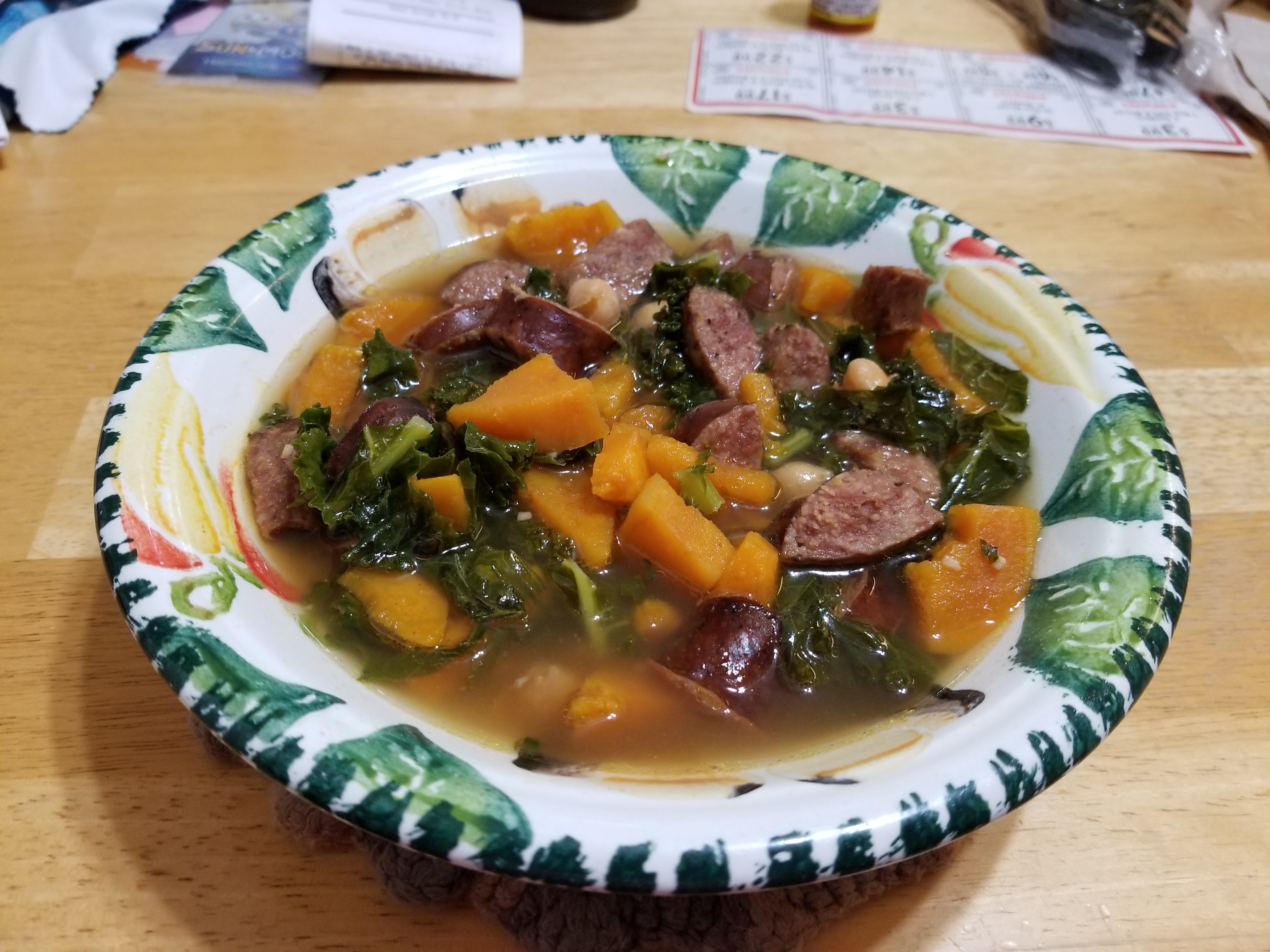 Smokey Sausage, Kale & Sweet Potato Soup 
