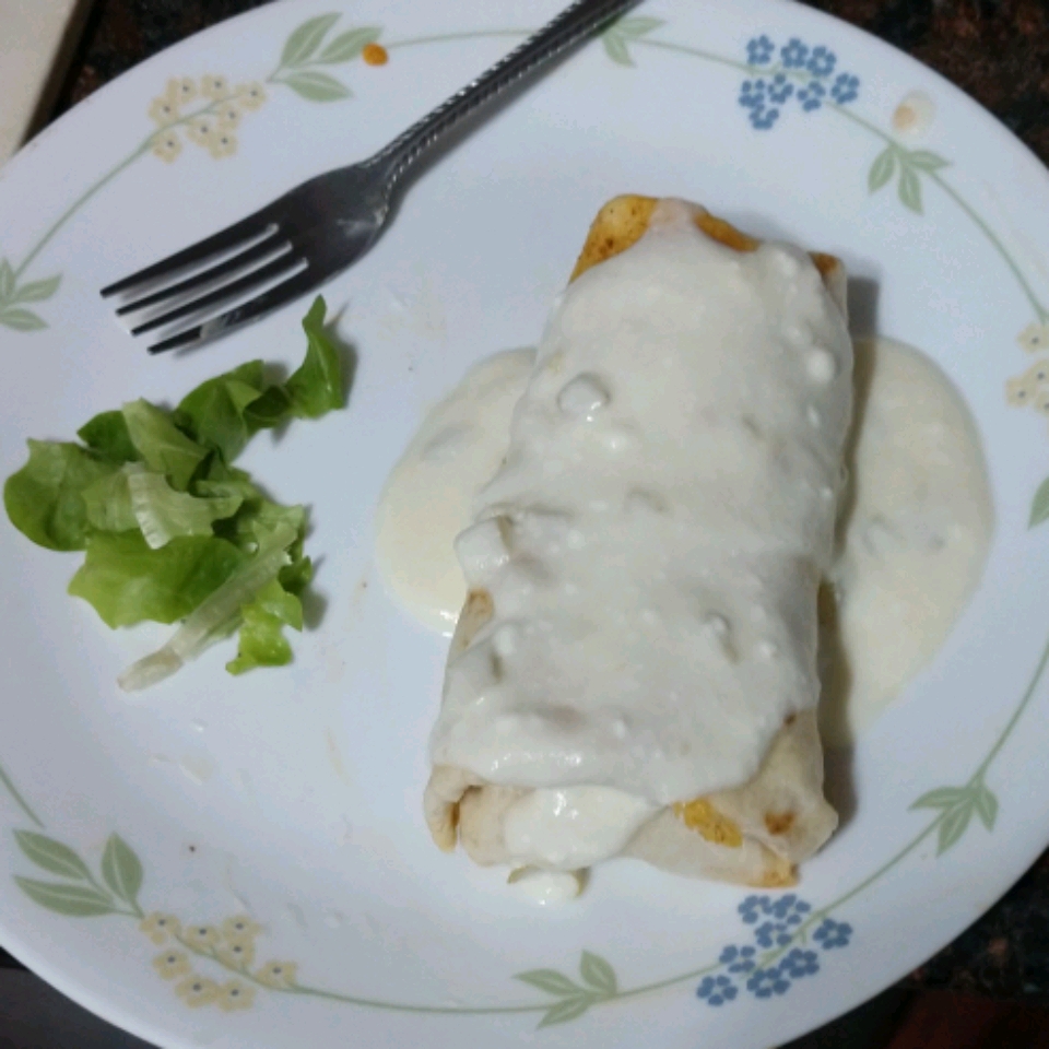 Chicken Chimichangas with Sour Cream Sauce 