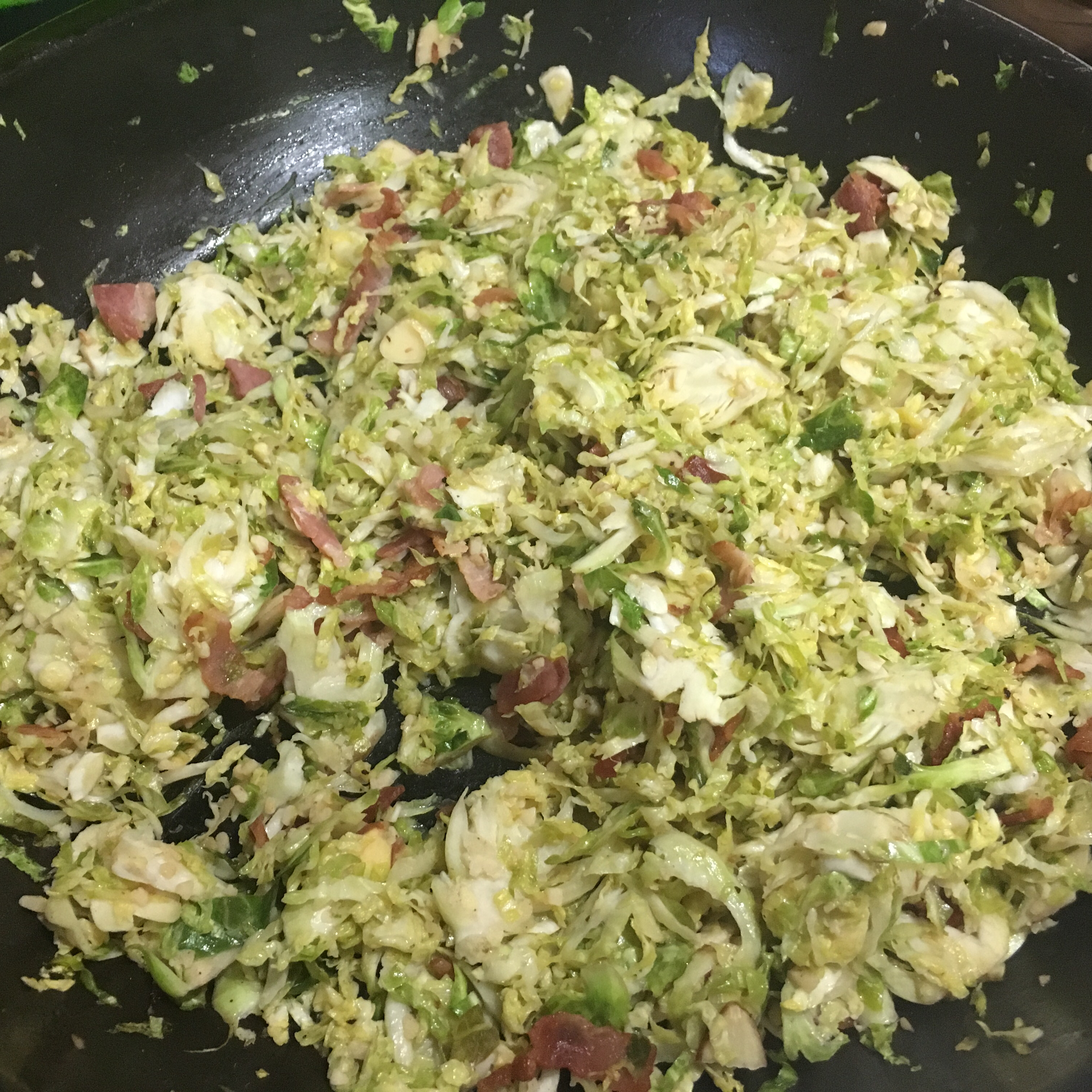 Shaved Brussels Sprouts with Bacon and Almonds 
