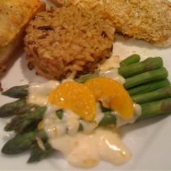 Asparagus with Orange-Cream Sauce and Cashews thedailygourmet