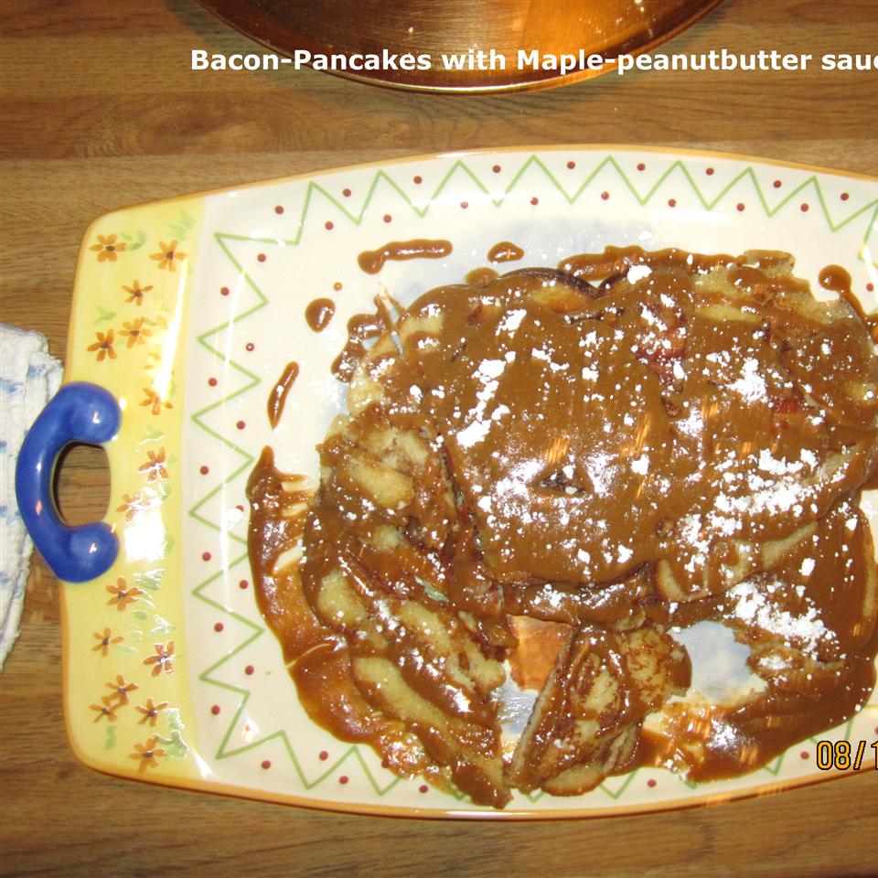 Bacon Pancake Strips with Maple-Peanut Butter Sauce 