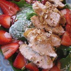 Chicken Strawberry Spinach Salad with Ginger-Lime Dressing 