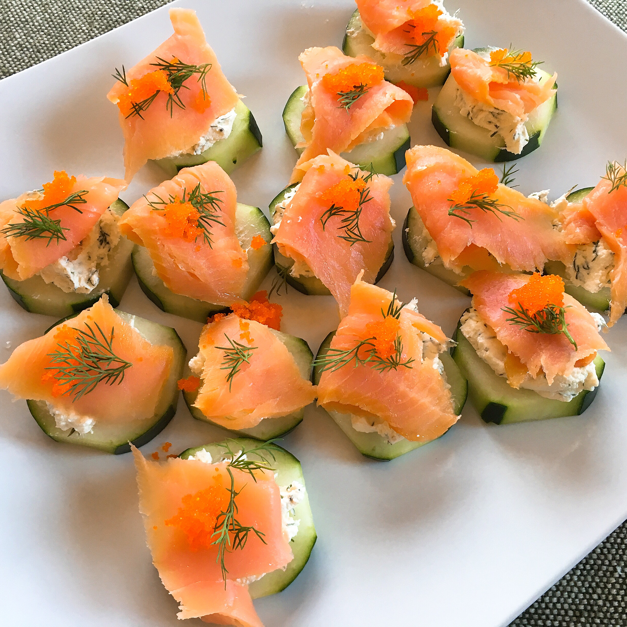Cucumber Cups with Dill Cream and Smoked Salmon 