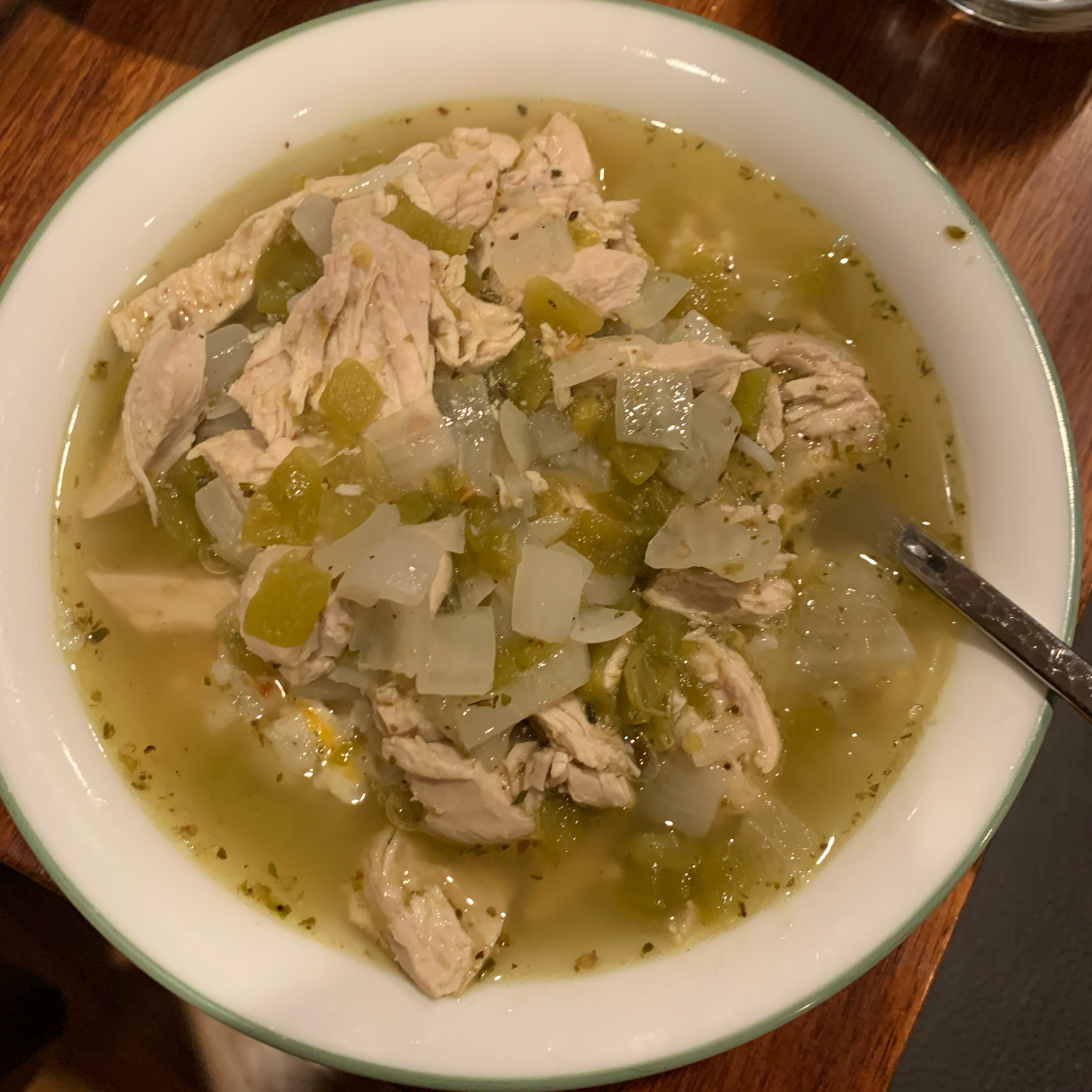 Green Chile Chicken and Rice Soup letscook2013