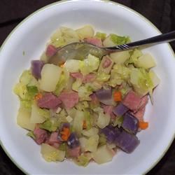Skillet Ham, Cabbage and Potatoes 