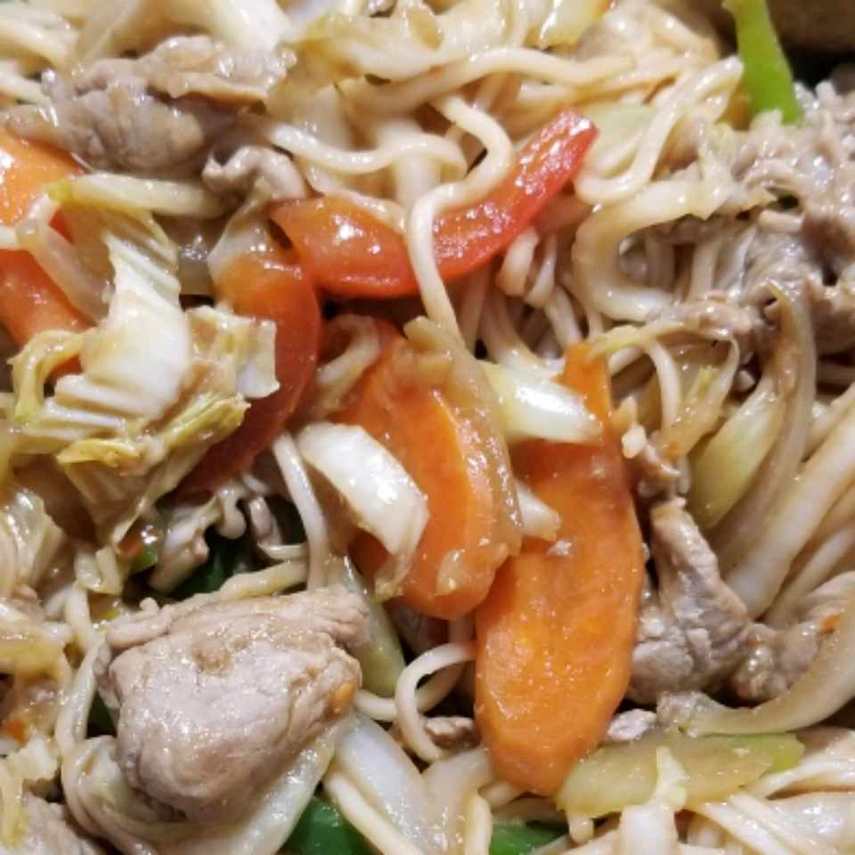 Sweet and Spicy Pork and Napa Cabbage Stir-Fry with Spicy Noodles NB Roy
