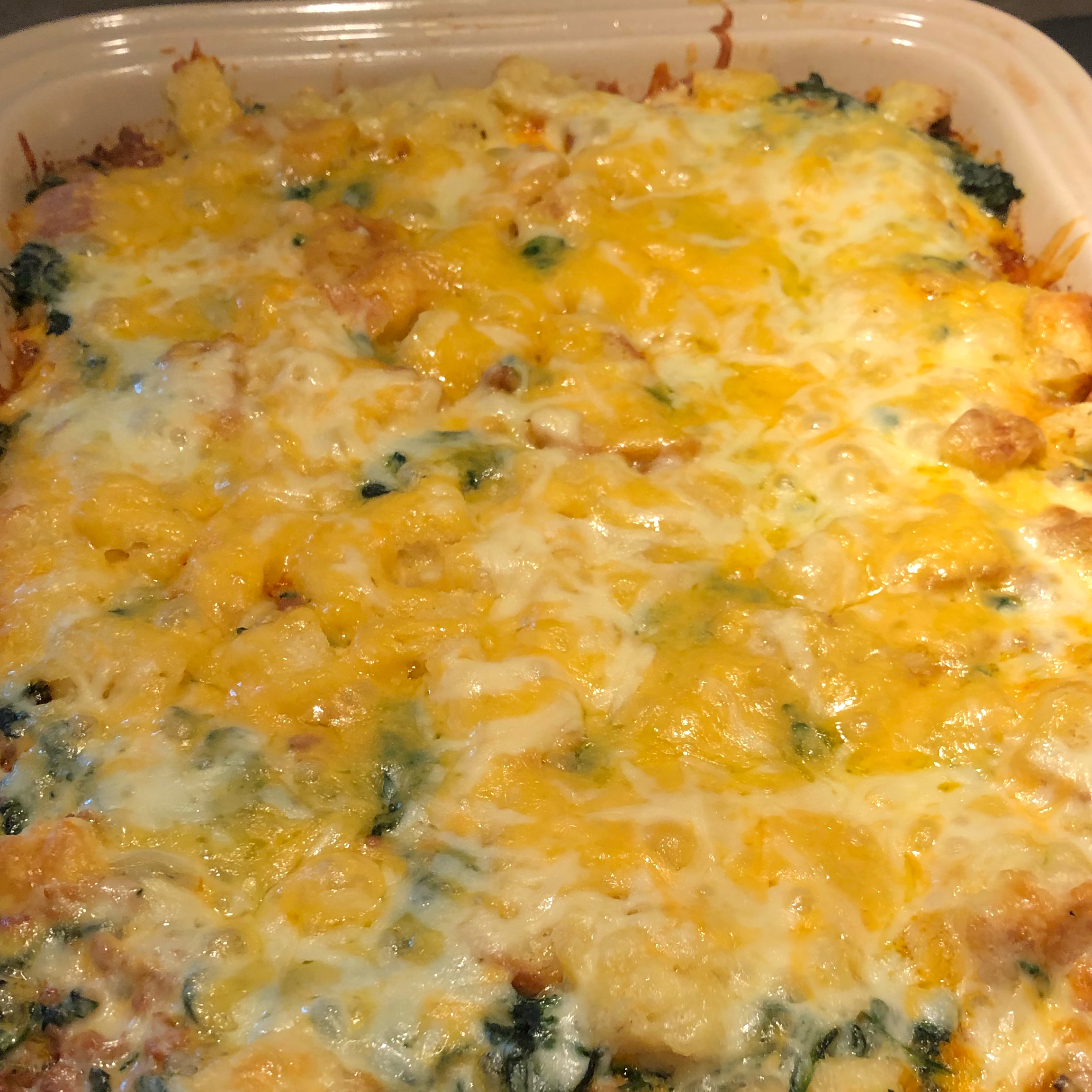 Bacon, Cheddar and Spinach Strata 