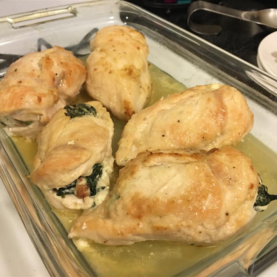 Chicken Breast Stuffed with Spinach Blue Cheese and Bacon 