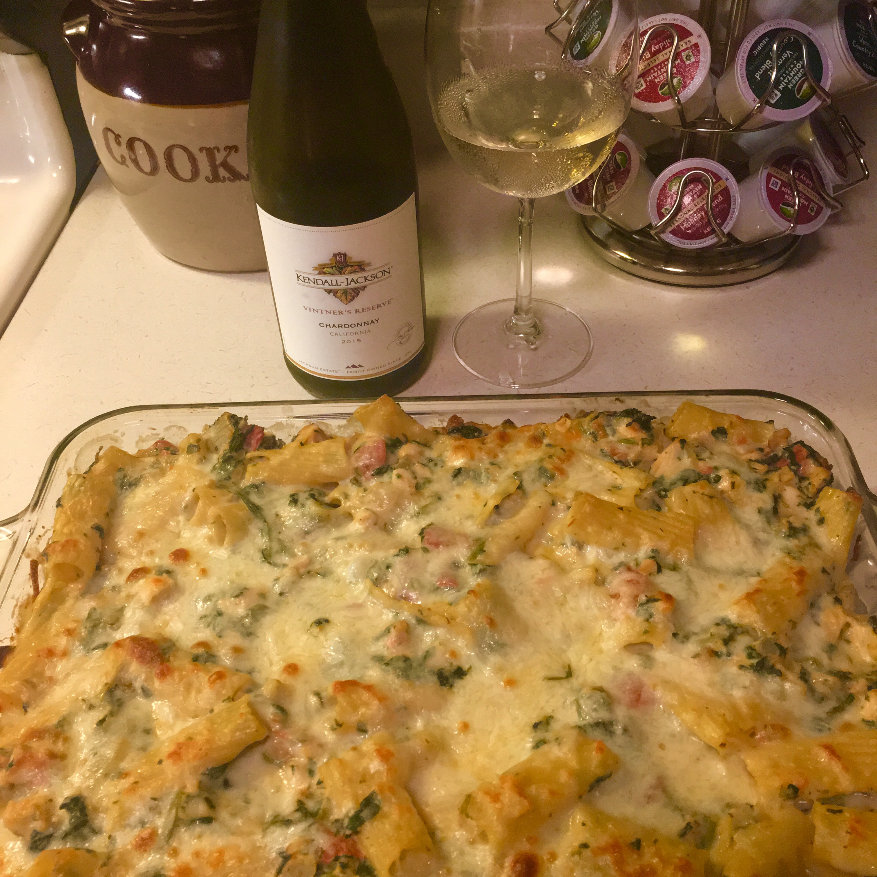 Chicken, Spinach, and Cheese Pasta Bake Amy C