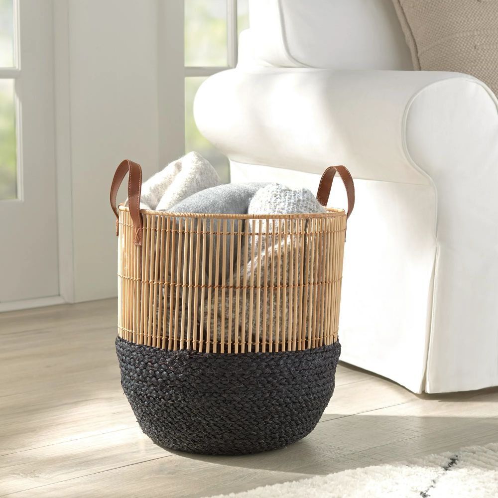 BHG Basket with Leather Handles from Walmart