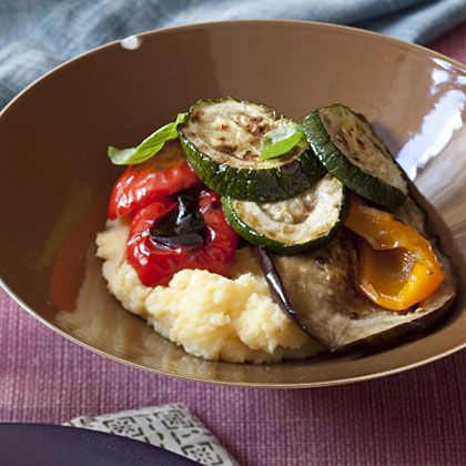 Cheesy Polenta with Roasted Vegetables 