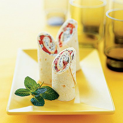 Red Pepper, Goat Cheese, and Fresh Mint Wraps 