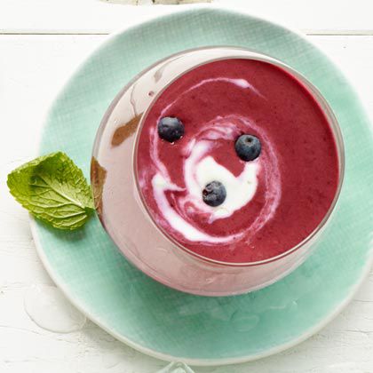 Blueberry and Yogurt Soup with Lime Swirl 