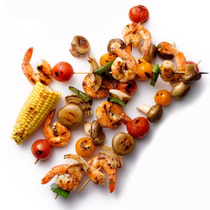 Grilled Shrimp-and-Vegetable Kebabs 