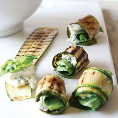 Grilled Zucchini Roll-Ups With Herbs and Cheese