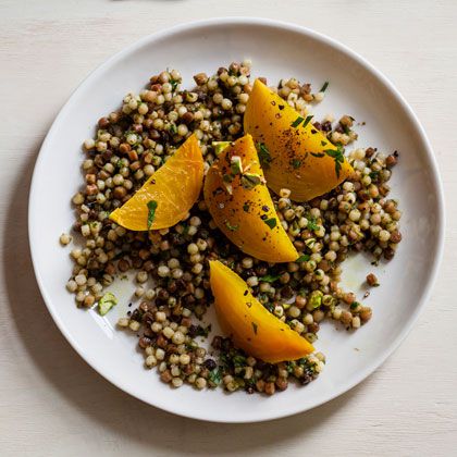 Golden Beets with Parsley Pesto and Fregola 