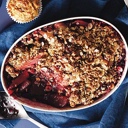 Pear and Sour Cherry Crisp With Oat-Hazelnut Topping 