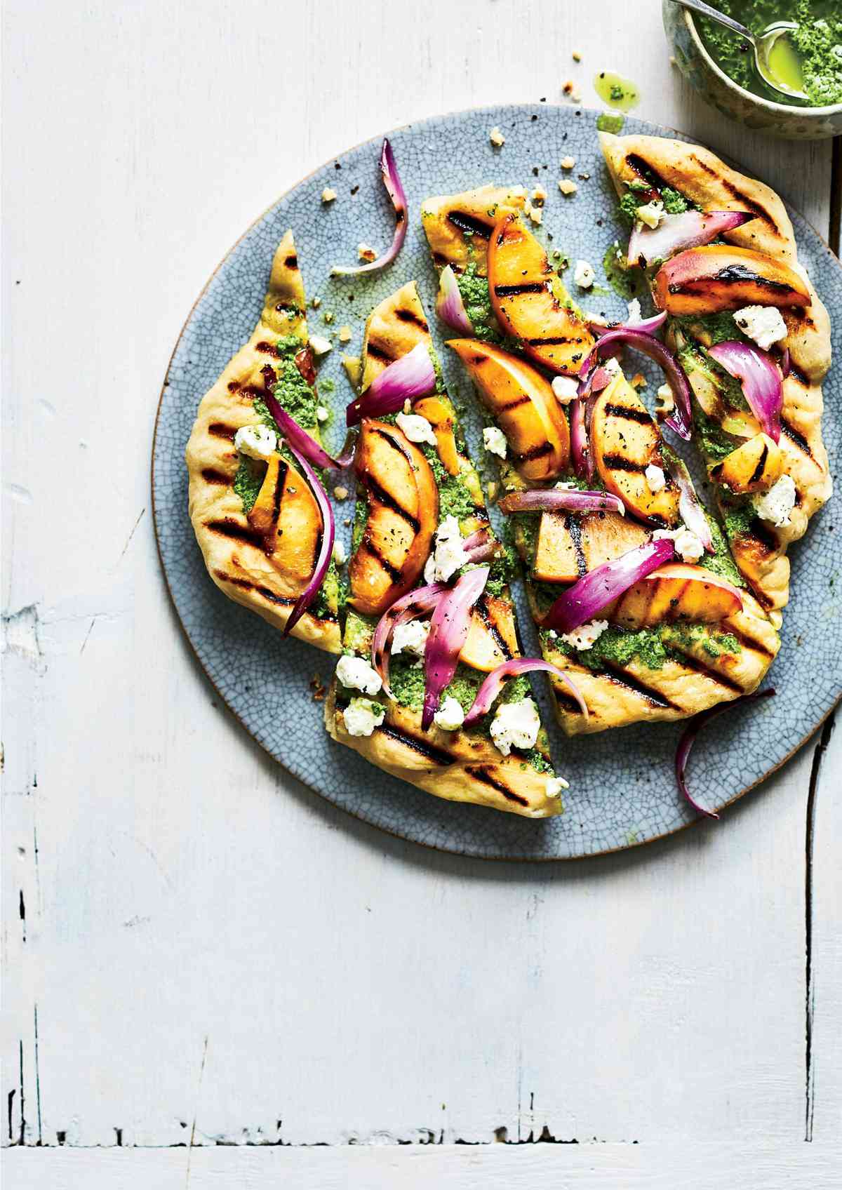 Grilled Peach and Goat Cheese Flatbreads